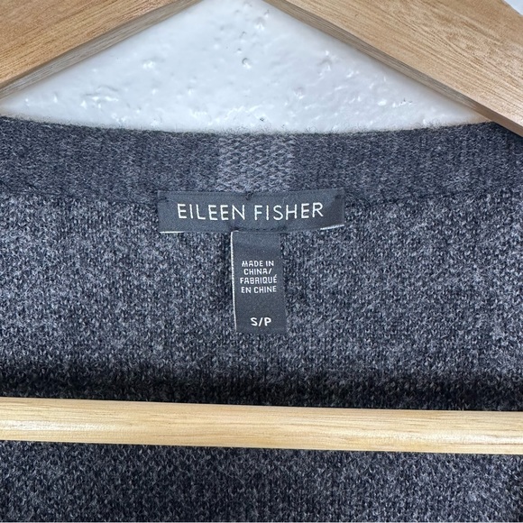 Eileen Fisher Felted Merino Wool Windowpane Check Cardigan Size Small - Picture 7 of 9